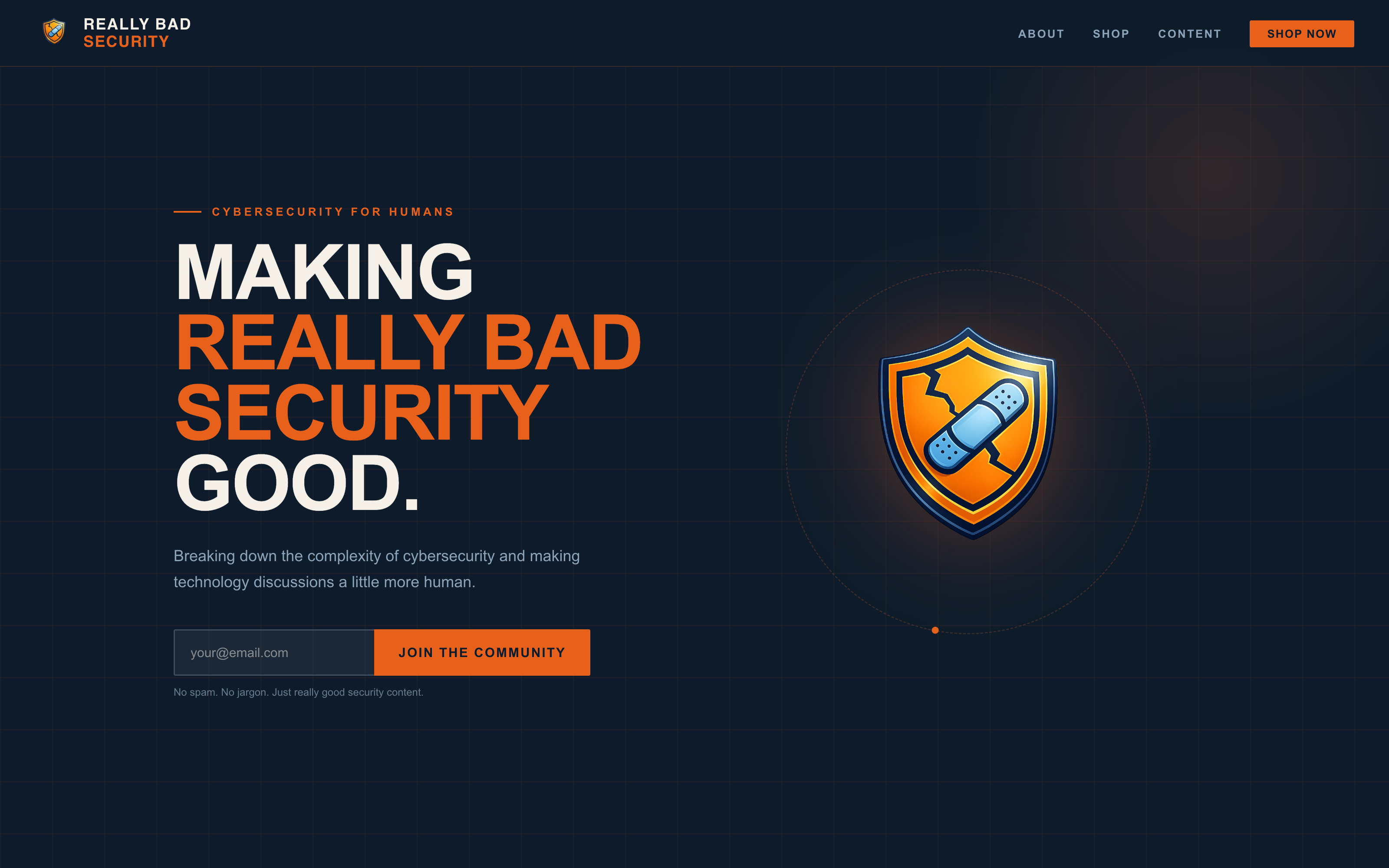 Really Bad Security education brand homepage